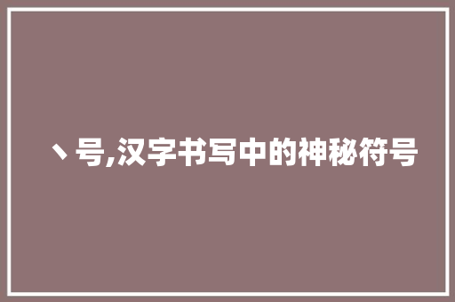 丶号,汉字书写中的神秘符号 百度SEO