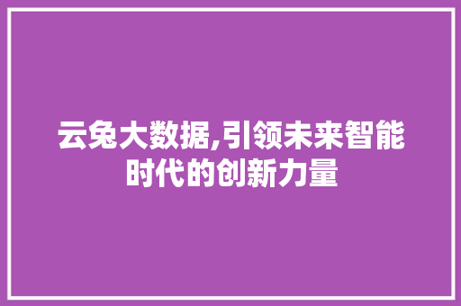 云兔大数据,引领未来智能时代的创新力量 必应SEO