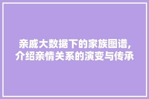 亲戚大数据下的家族图谱,介绍亲情关系的演变与传承 必应SEO