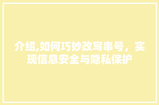 介绍,如何巧妙改写串号，实现信息安全与隐私保护 必应SEO