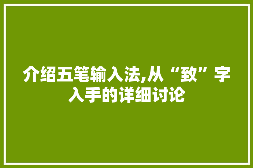 介绍五笔输入法,从“致”字入手的详细讨论 GoogleSEO