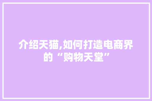 介绍天猫,如何打造电商界的“购物天堂” 神马SEO