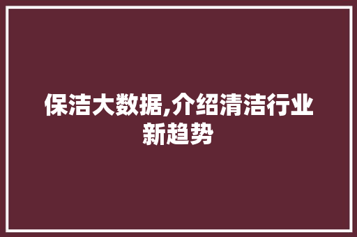 保洁大数据,介绍清洁行业新趋势 必应SEO