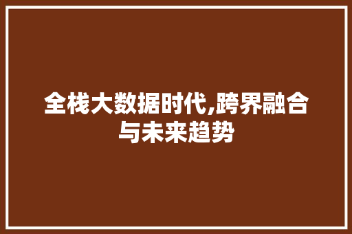 全栈大数据时代,跨界融合与未来趋势 必应SEO