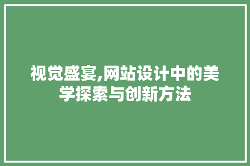 视觉盛宴,网站设计中的美学探索与创新方法 视觉盛宴,网站设计中的美学探索与创新方法 必应SEO