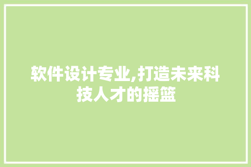 软件设计专业,打造未来科技人才的摇篮 软件设计专业,打造未来科技人才的摇篮 GoogleSEO