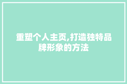 重塑个人主页,打造独特品牌形象的方法 重塑个人主页,打造独特品牌形象的方法 百度SEO