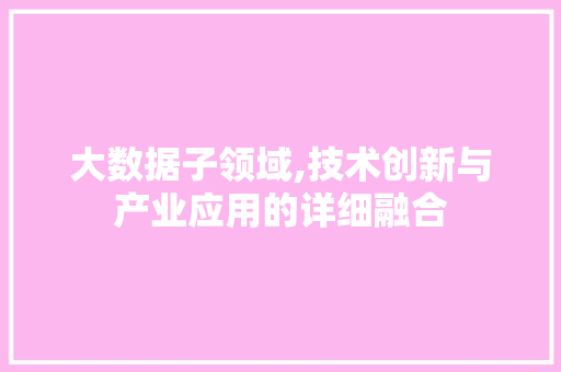 大数据子领域,技术创新与产业应用的详细融合 GoogleSEO