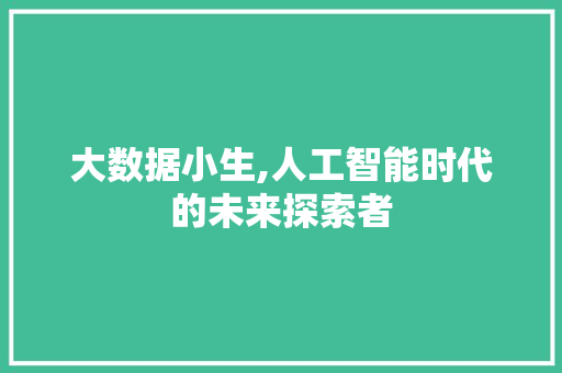 大数据小生,人工智能时代的未来探索者