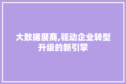 大数据展商,驱动企业转型升级的新引擎