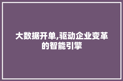 大数据开单,驱动企业变革的智能引擎 百度SEO