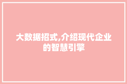 大数据招式,介绍现代企业的智慧引擎 搜狗SEO