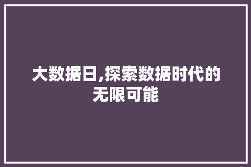 大数据日,探索数据时代的无限可能