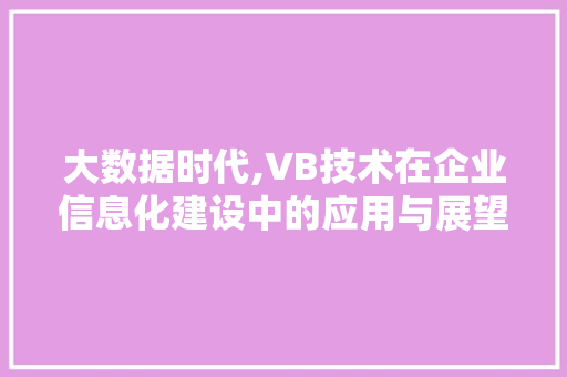 大数据时代,VB技术在企业信息化建设中的应用与展望