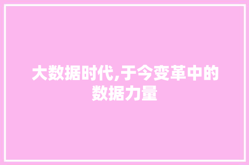 大数据时代,于今变革中的数据力量
