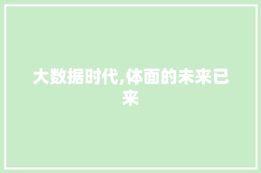 大数据时代,体面的未来已来