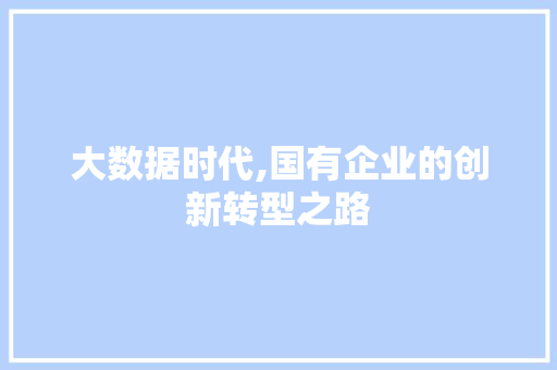 大数据时代,国有企业的创新转型之路