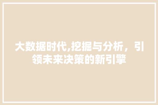 大数据时代,挖掘与分析，引领未来决策的新引擎