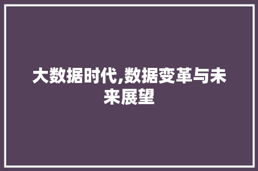 大数据时代,数据变革与未来展望
