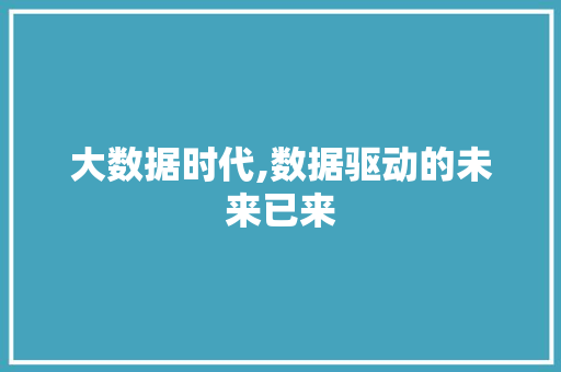 大数据时代,数据驱动的未来已来
