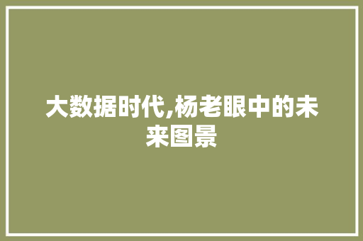 大数据时代,杨老眼中的未来图景