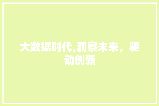 大数据时代,洞察未来，驱动创新