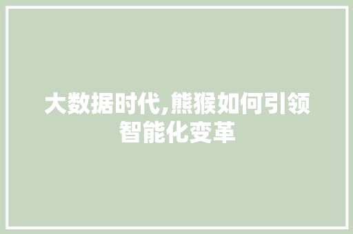 大数据时代,熊猴如何引领智能化变革