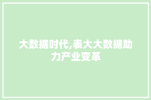 大数据时代,表大大数据助力产业变革