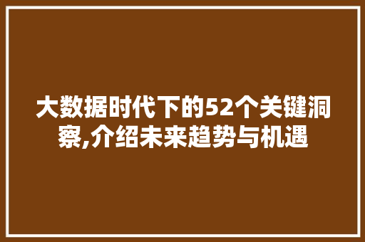 大数据时代下的52个关键洞察,介绍未来趋势与机遇