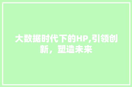 大数据时代下的HP,引领创新，塑造未来 必应SEO