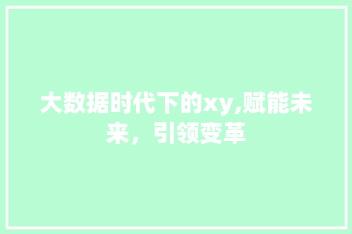 大数据时代下的xy,赋能未来，引领变革 神马SEO