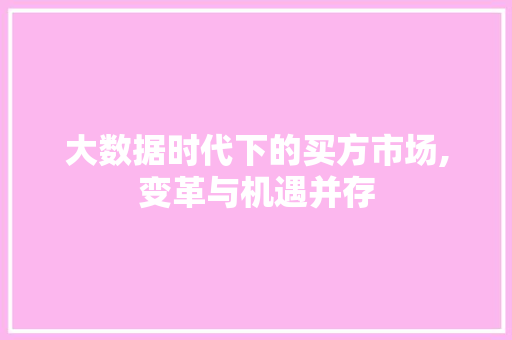 大数据时代下的买方市场,变革与机遇并存