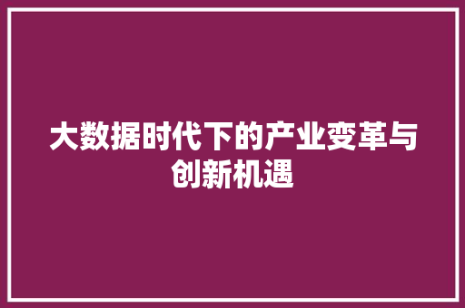 大数据时代下的产业变革与创新机遇