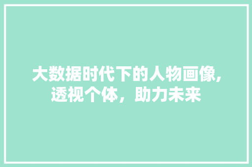 大数据时代下的人物画像,透视个体，助力未来