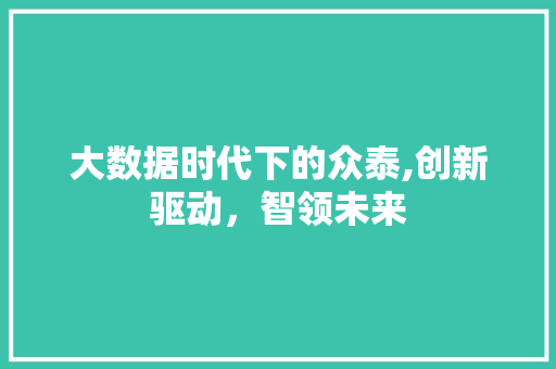 大数据时代下的众泰,创新驱动，智领未来