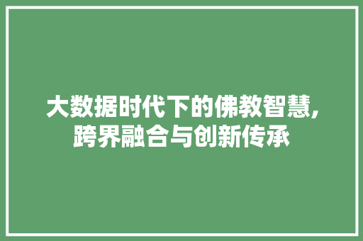 大数据时代下的佛教智慧,跨界融合与创新传承