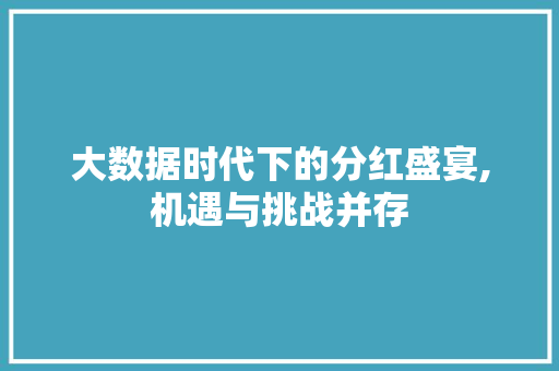 大数据时代下的分红盛宴,机遇与挑战并存