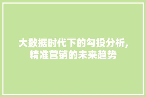 大数据时代下的勾投分析,精准营销的未来趋势