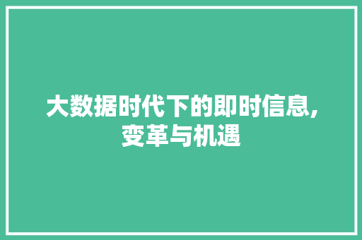 大数据时代下的即时信息,变革与机遇