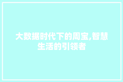 大数据时代下的周宝,智慧生活的引领者