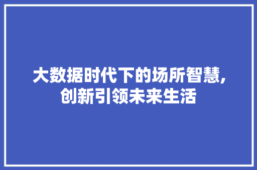 大数据时代下的场所智慧,创新引领未来生活