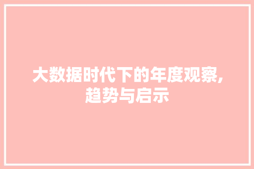 大数据时代下的年度观察,趋势与启示