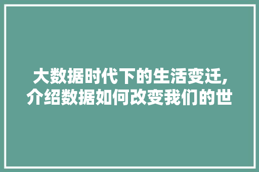 大数据时代下的生活变迁,介绍数据如何改变我们的世界