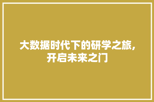 大数据时代下的研学之旅,开启未来之门