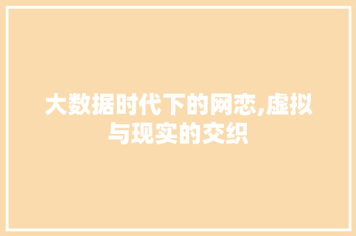 大数据时代下的网恋,虚拟与现实的交织