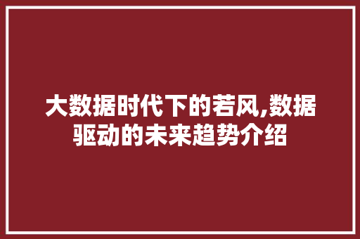 大数据时代下的若风,数据驱动的未来趋势介绍