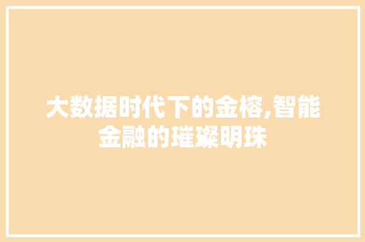 大数据时代下的金榕,智能金融的璀璨明珠