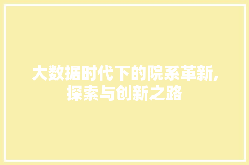 大数据时代下的院系革新,探索与创新之路
