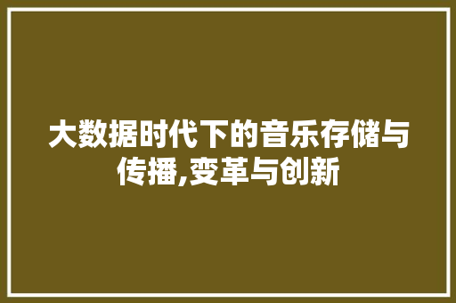 大数据时代下的音乐存储与传播,变革与创新