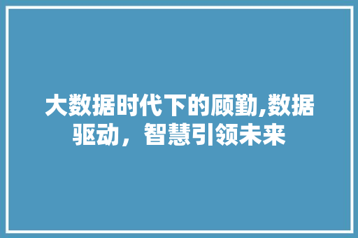 大数据时代下的顾勤,数据驱动，智慧引领未来